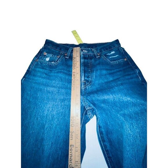 Levis 501 Jeans Womens 24x30 Fits 27x30 Blue Premium Button Fly Distressed Big E - Picture 6 of 16